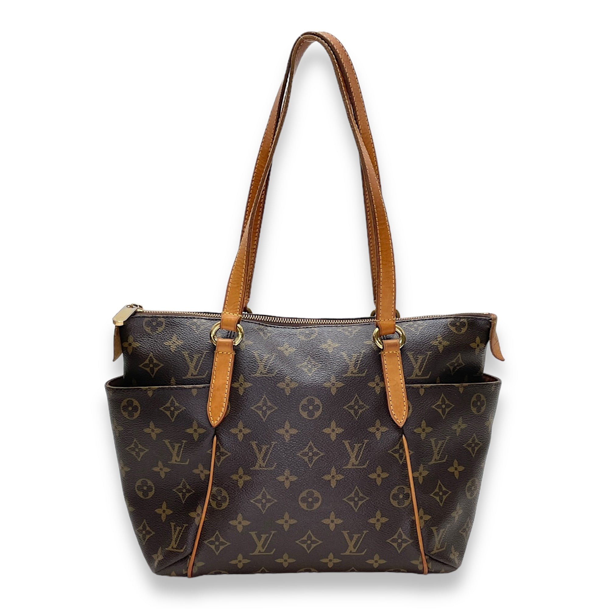 Totally PM Brown Shoulder Bag in Monogram Coated Canvas, Gold hardware