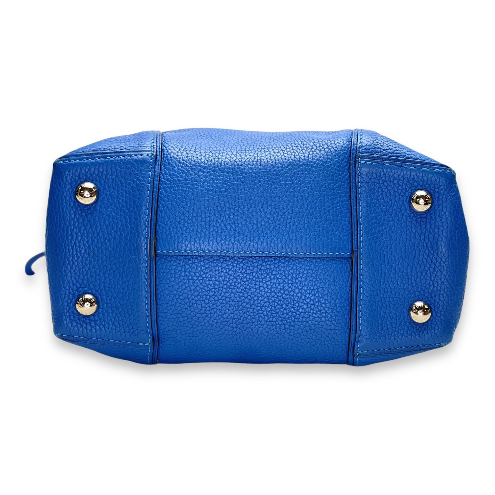 LockIt PM Blue Top Handle Bag in Calfskin, Gold hardware