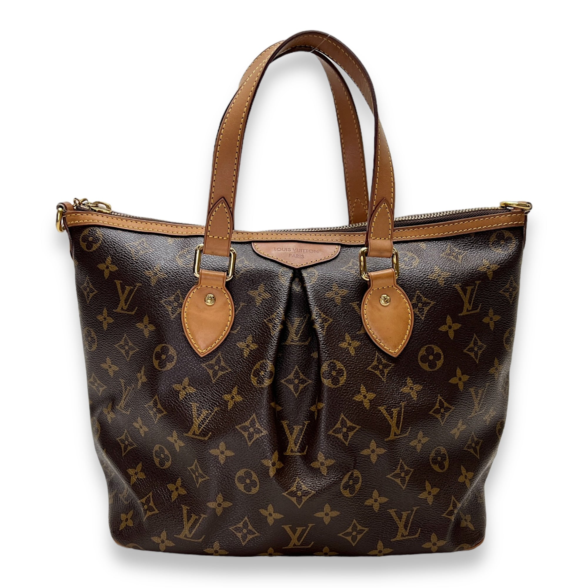 Palermo Top Handle Bag  Brown in Monogram Coated Canvas , Gold Hardware