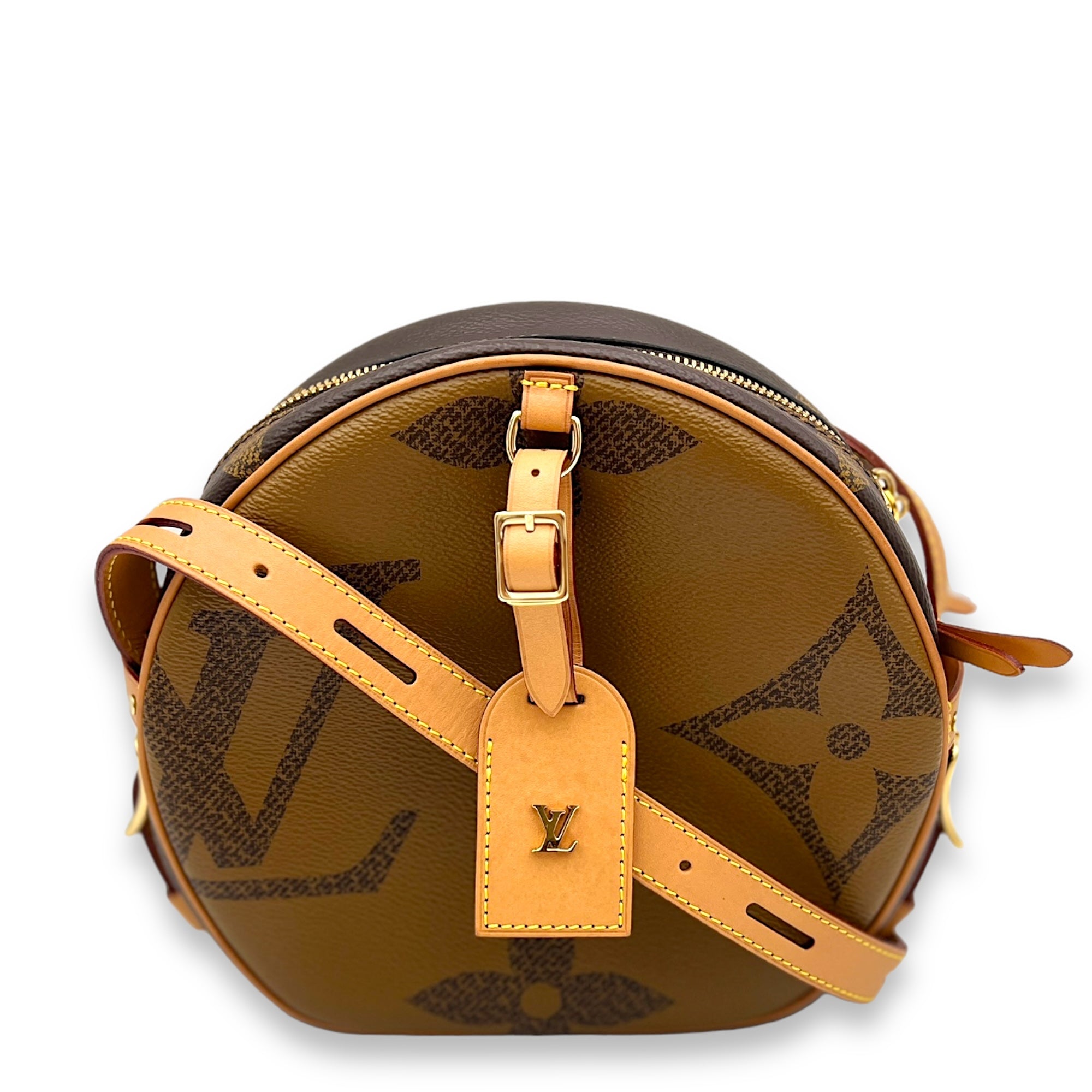 Boite a Chapeau MM Brown Crossbody Bag in Monogram Coated Canvas, Gold hardware