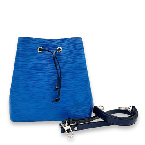 NeoNoe MM Blue Bucket Bag in Epi Leather, Silver hardware