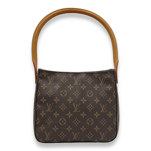 Looping Shoulder Bag MM Brown in Monogram Coated Canvas, Gold hardware