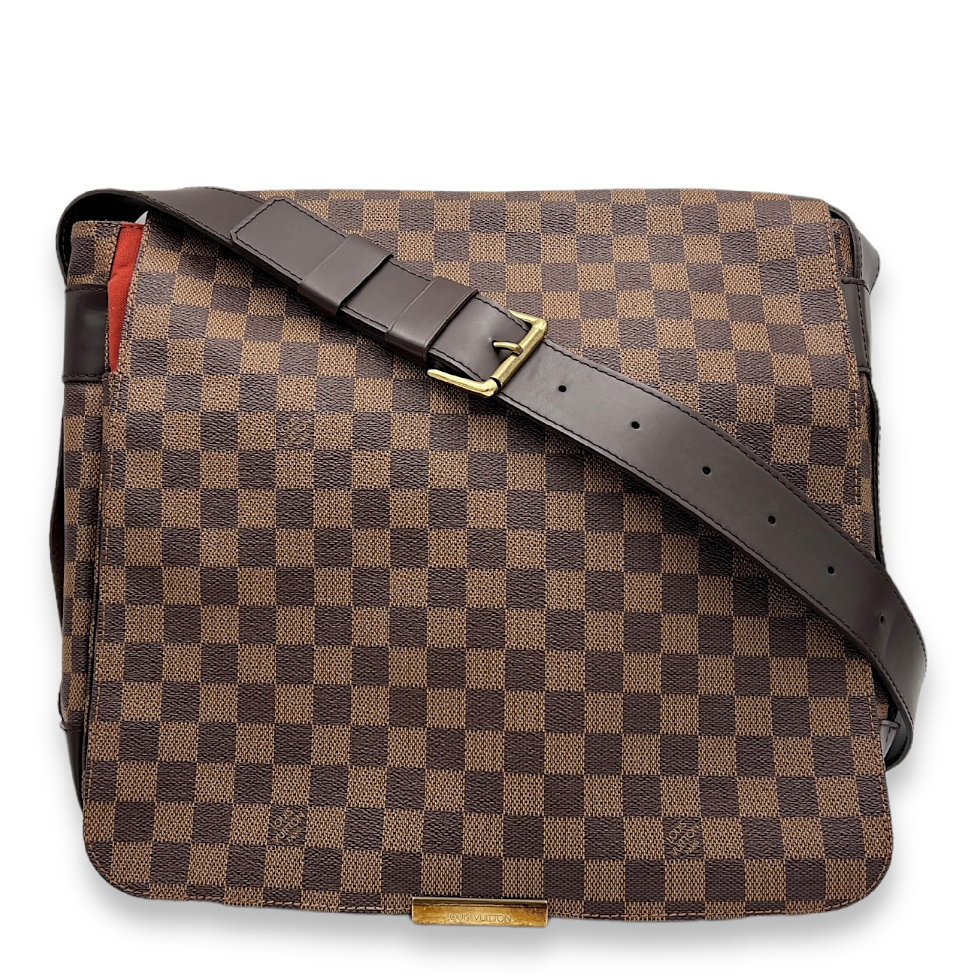 Bastille Damier Ebene Messenger in Coated Canvas, Gold hardware