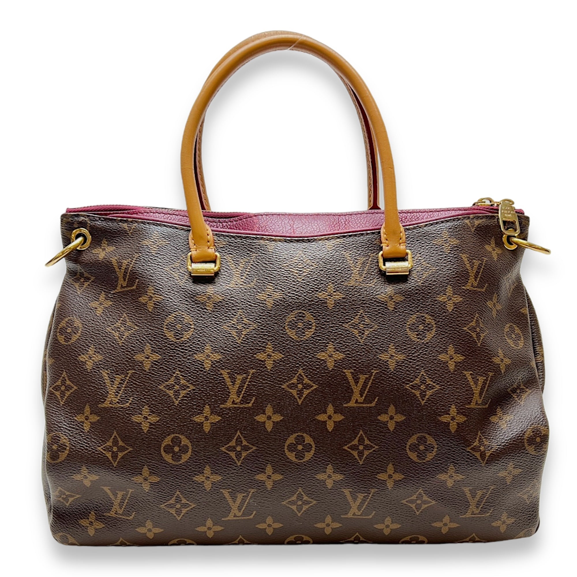 Pallas MM Brown Top Handle Bag in Monogram Coated Canvas, Gold hardware