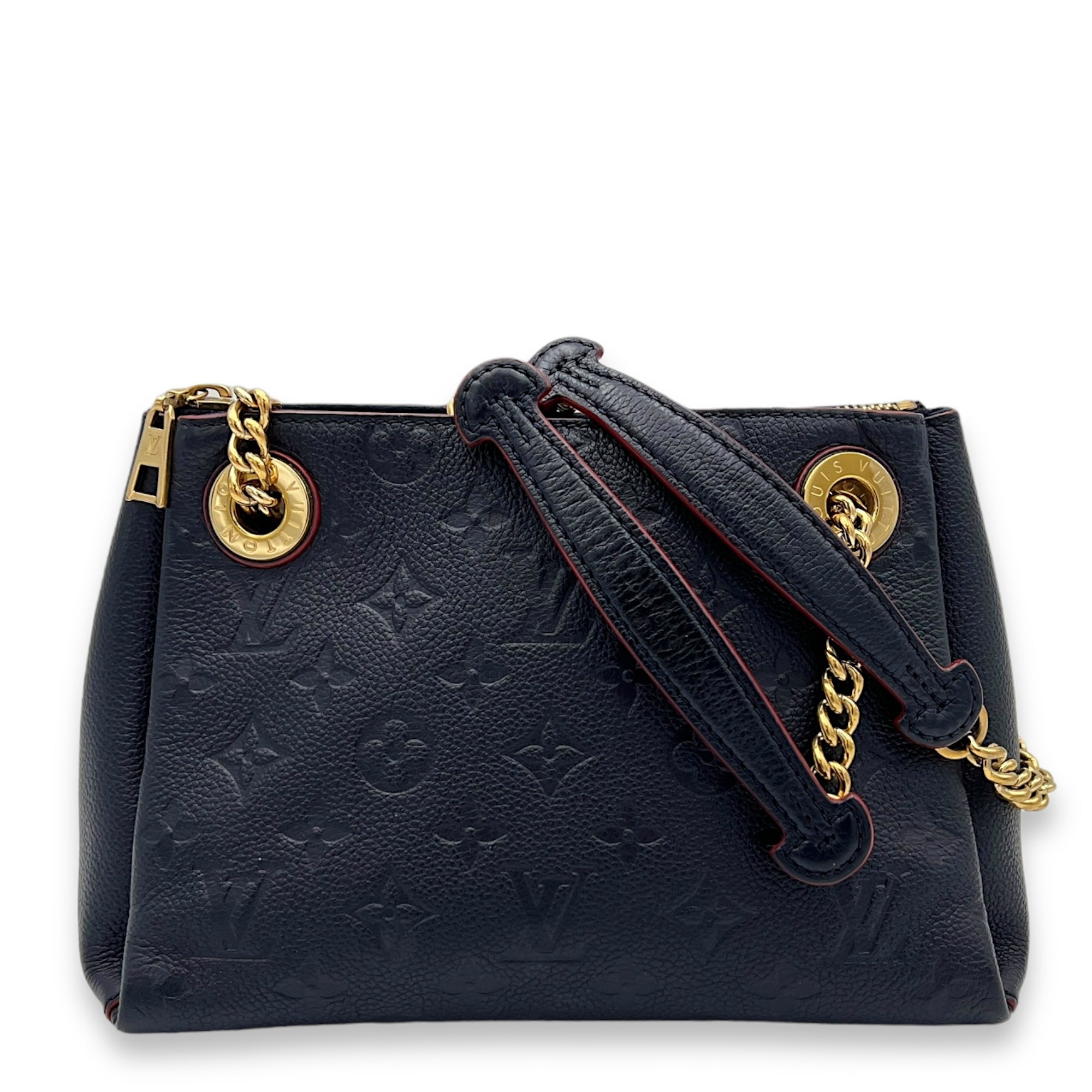 Surene BB Navy Shoulder Bag in Monogram Empreinte Leather, Gold hardware