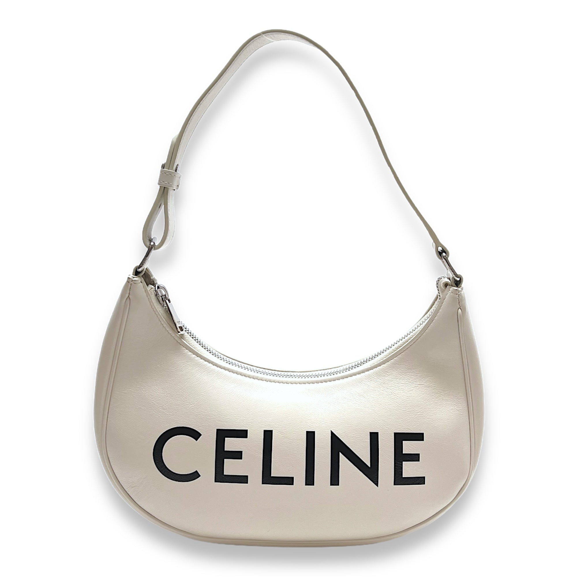 Ava Shoulder Bag  White in Calfskin , Silver Hardware