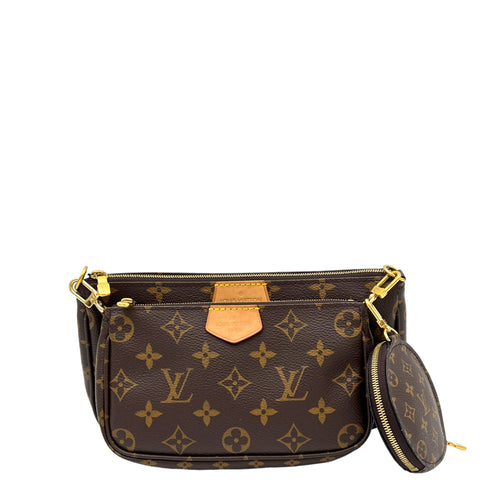 Multi-Pochette Accessoires Brown Crossbody Bag in Monogram Coated Canvas, Gold hardware