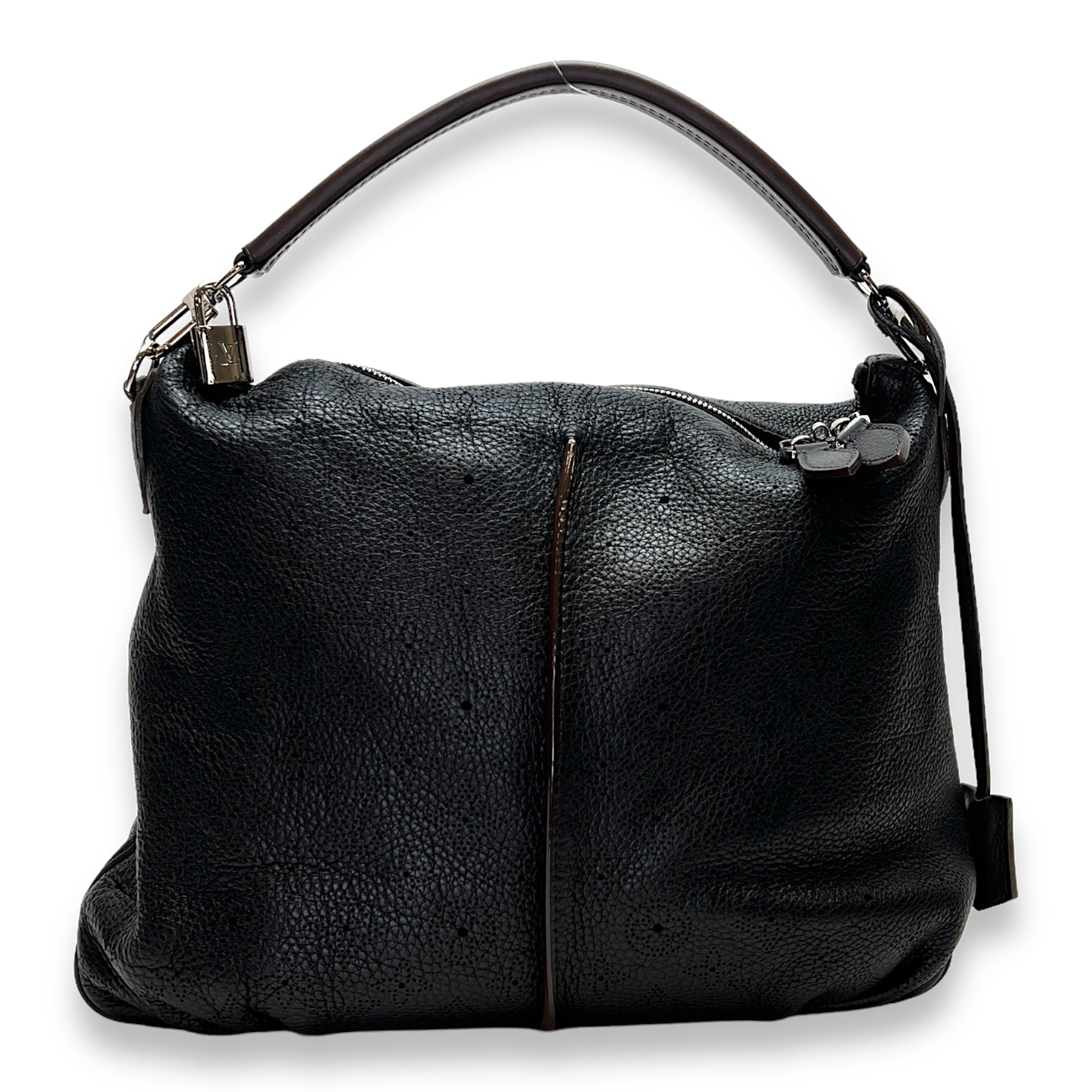 Selene Black Shoulder Bag in Mahina Leather, Silver hardware