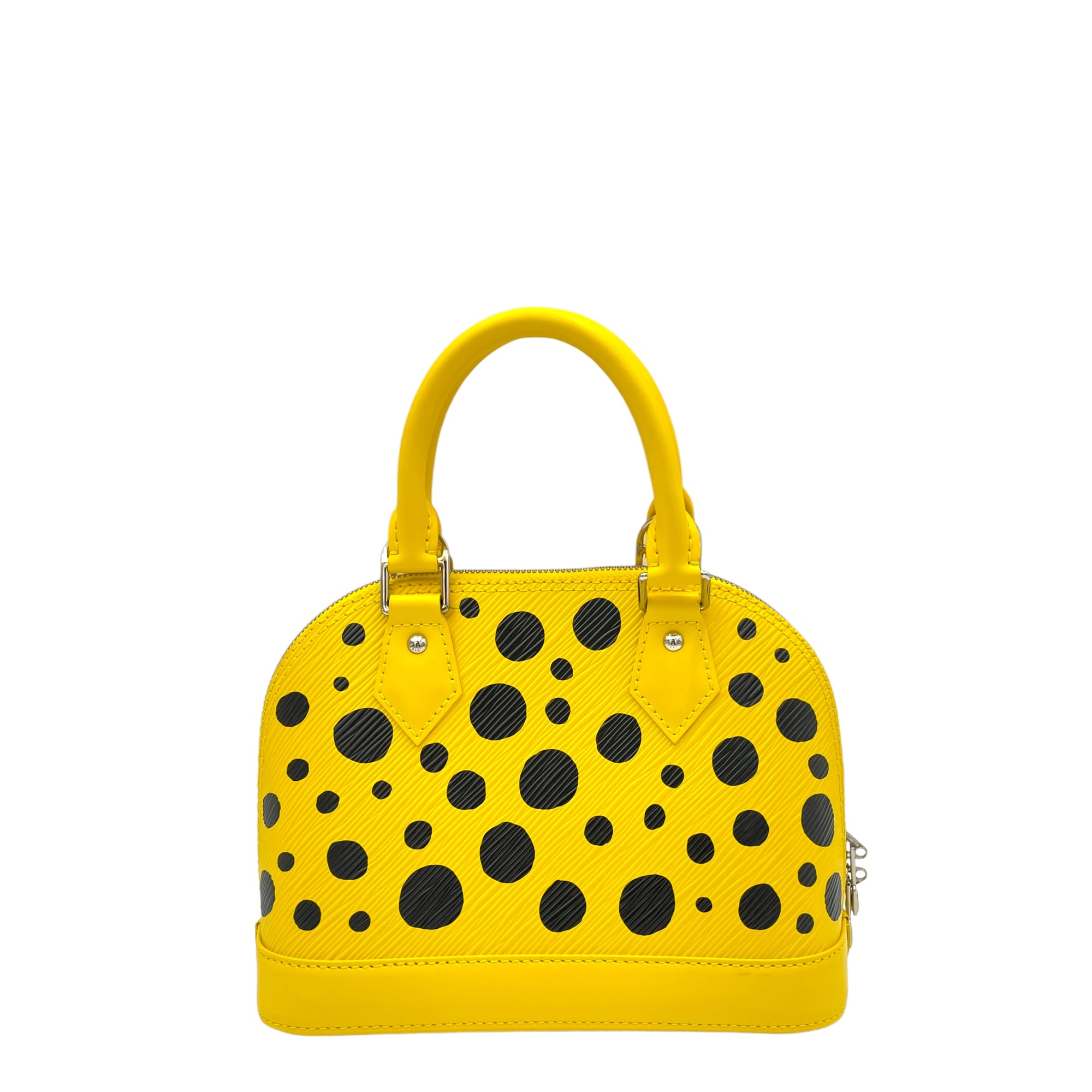 Alma X Yayoi Kusama BB Yellow Top Handle Bag in Epi Leather, Silver hardware