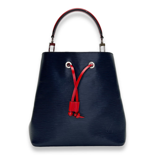 NeoNoe MM Navy Bucket Bag in Epi Leather, Silver hardware