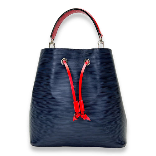 NeoNoe MM Navy Bucket Bag in Epi Leather, Silver hardware