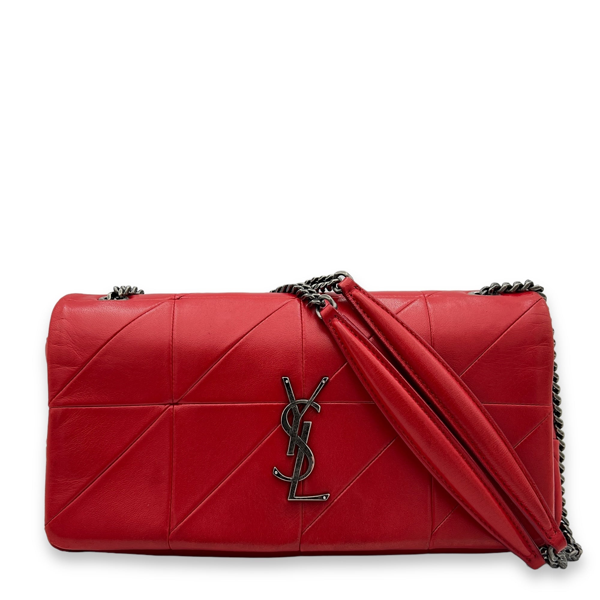 Jamie Medium Red Shoulder Bag in Lambskin, Silver hardware