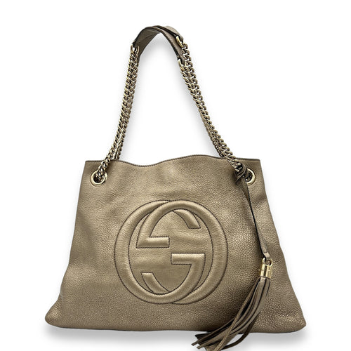 Soho Tote Bag Gold in Calfskin, Gold hardware