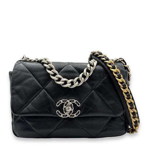 C19 Shoulder Bag Medium Black in Lambskin , Lacquered Metal Hardware