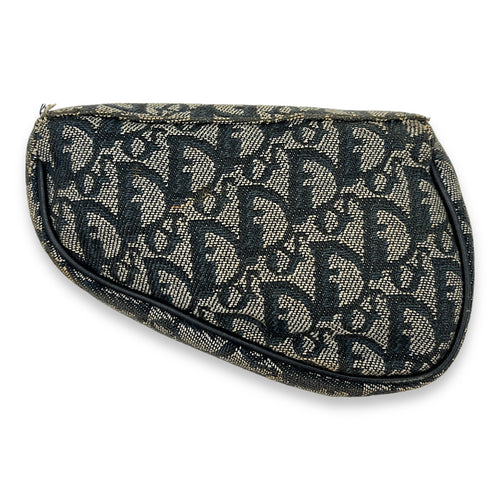 Saddle Pouch Blue in Jacquard, Gold hardware