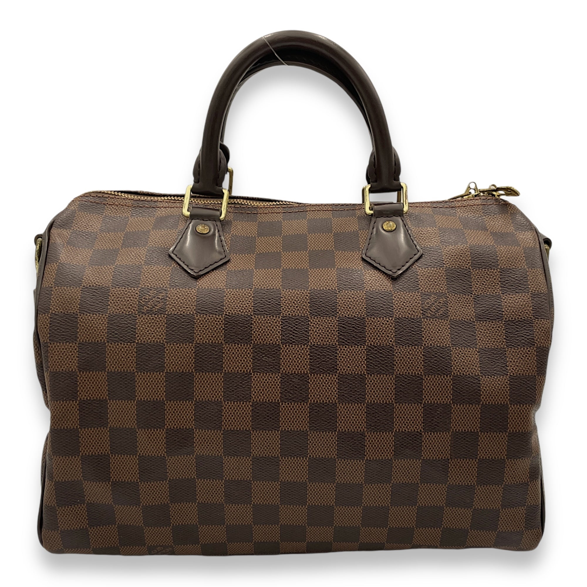 Speedy Bandouliere 30 Damier Ebene Top Handle Bag in Coated Canvas, Gold hardware