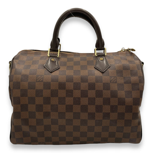 Speedy Bandouliere 30 Damier Ebene Top Handle Bag in Coated Canvas, Gold hardware