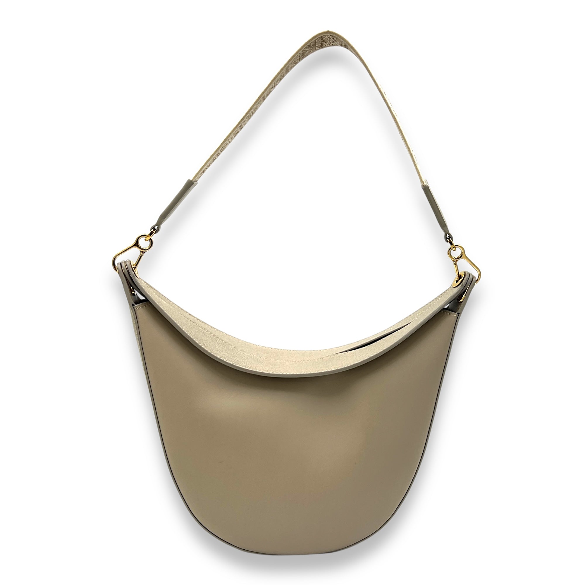 Luna Brown Shoulder Bag in Calfskin, Gold hardware