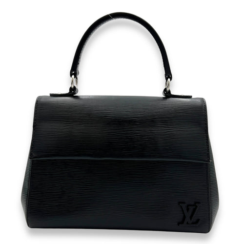 Cluny 25 Black Top Handle Bag in Epi Leather, Silver hardware