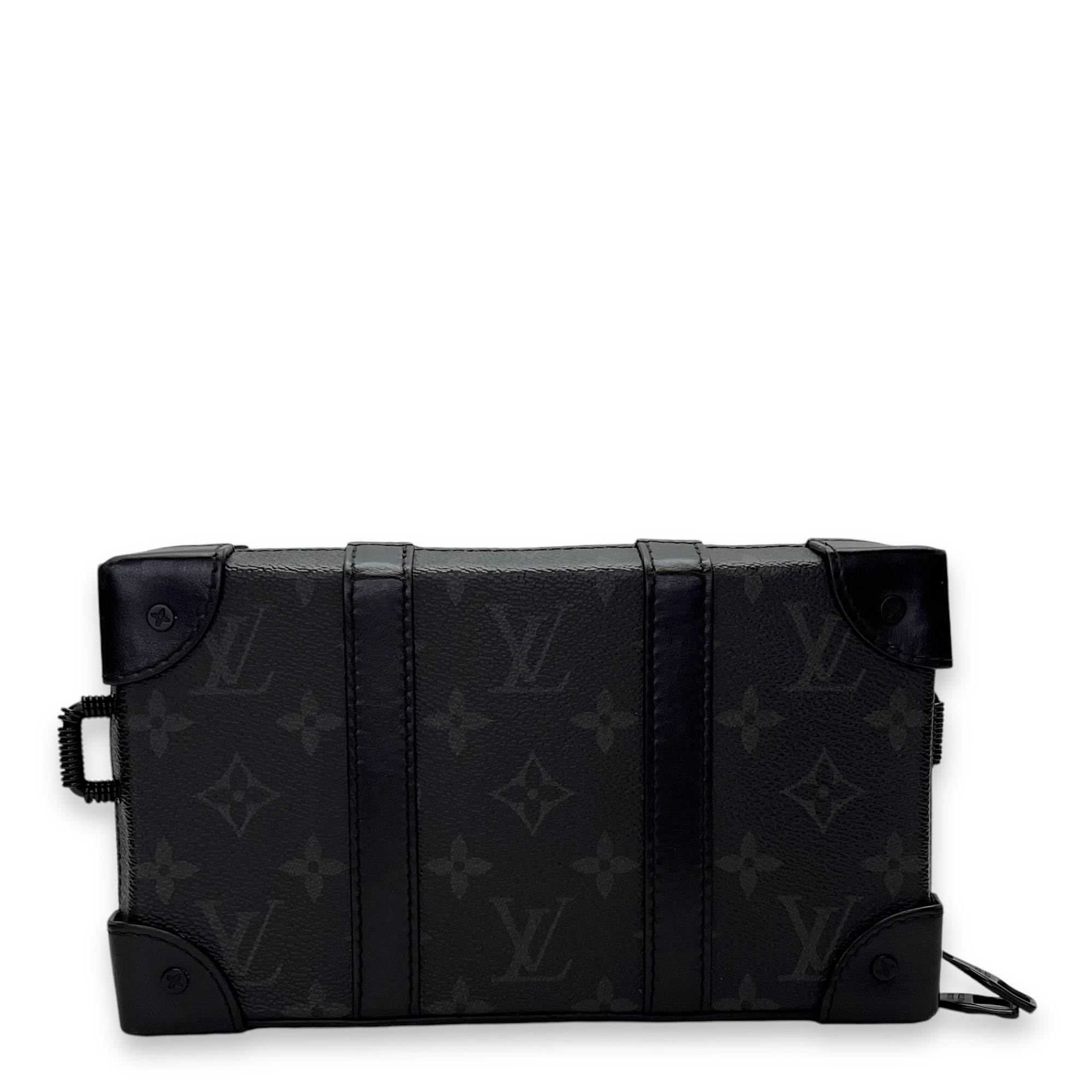 Trunk Grey Crossbody Bag in Coated Canvas, Lacquered Metal hardware