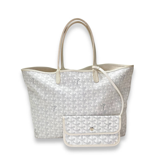 Saint Louis Tote Bag PM White in Coated Canvas, Silver hardware