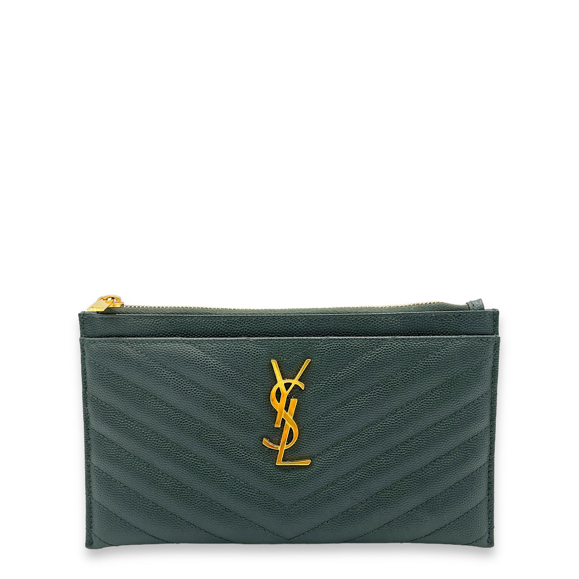 Cassandre Pouch Green in Calfskin, Gold hardware