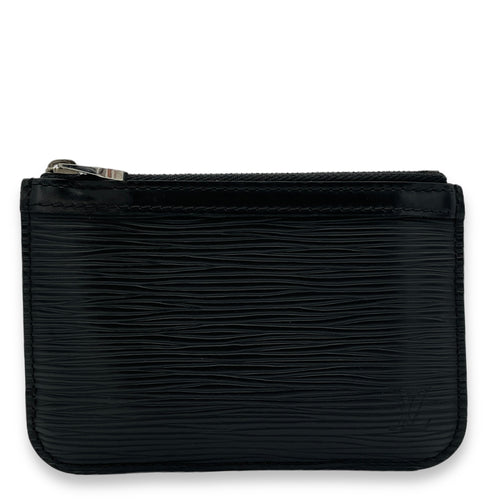 Pochette Card Holder Black in Epi Leather, Silver hardware