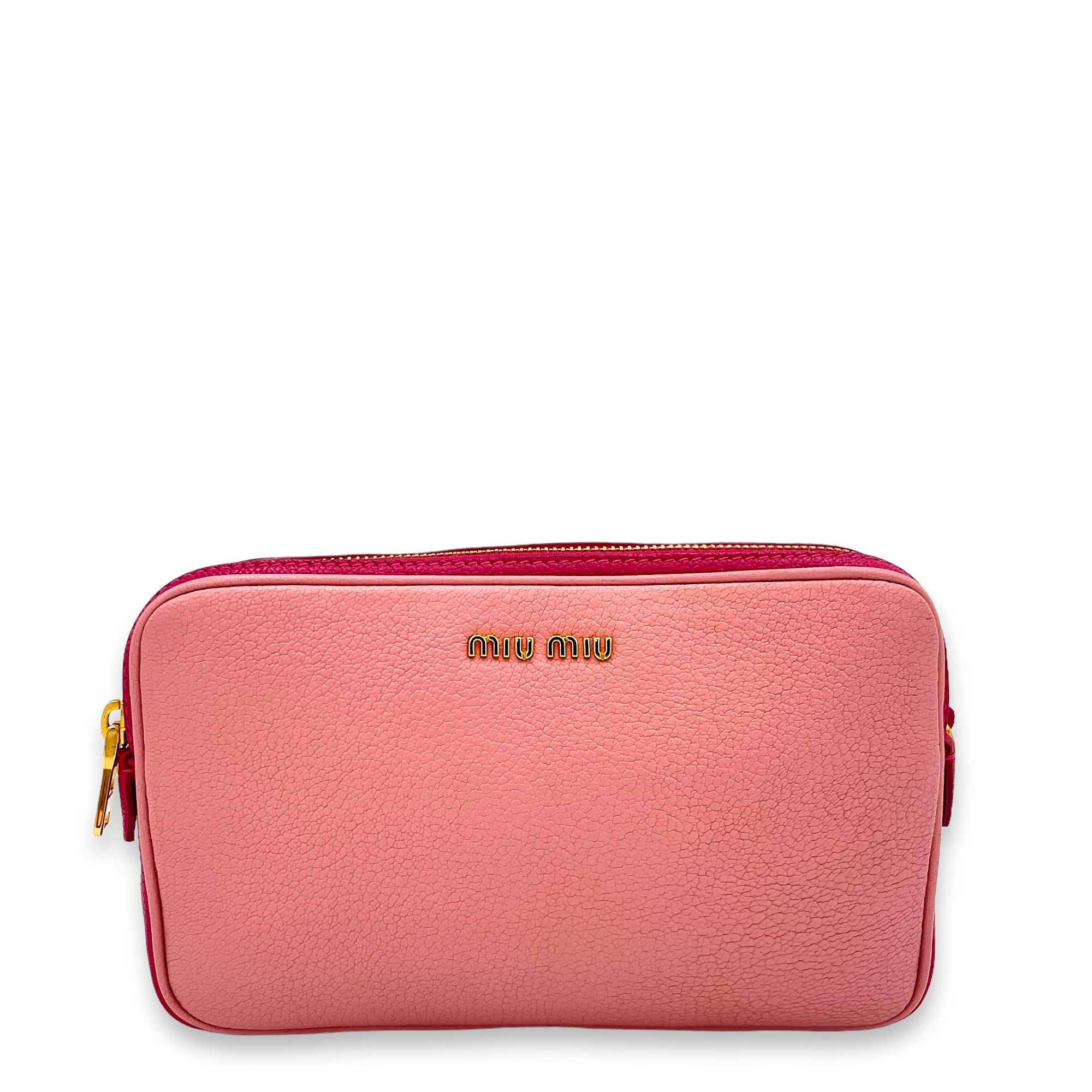 Madras Crossbody Bag Pink in Goat Leather, Gold hardware