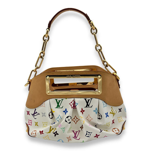 Judy PM Multi-colour Top Handle Bag in Coated Canvas, Gold hardware