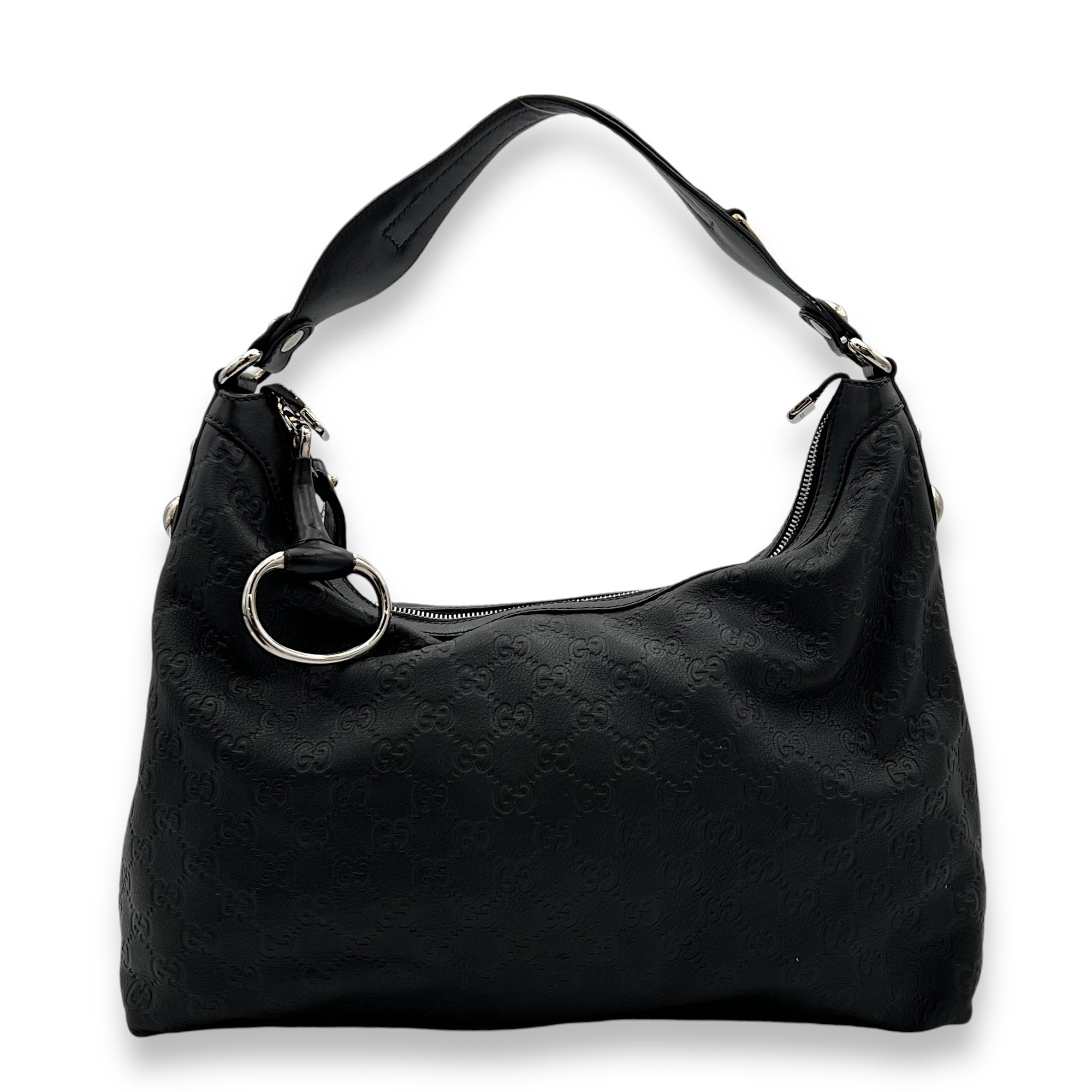 Guccissima Shoulder Bag Black in Calfskin, Silver hardware