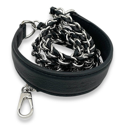 LockMe BB Black Top Handle Bag in Calfskin, Silver hardware