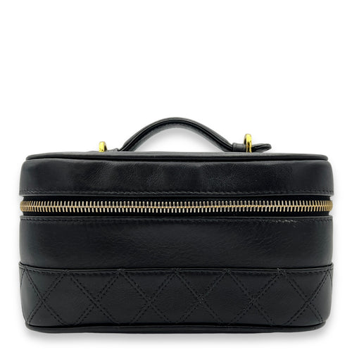 Quilted Vintage Black Vanity Bag in Lambskin, Gold hardware