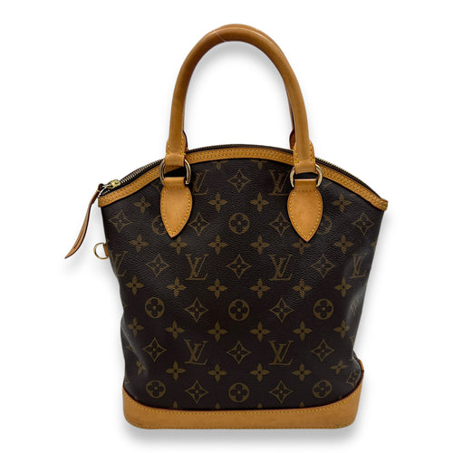 Lockit PM Brown Top Handle Bag in Monogram Coated Canvas, Gold hardware