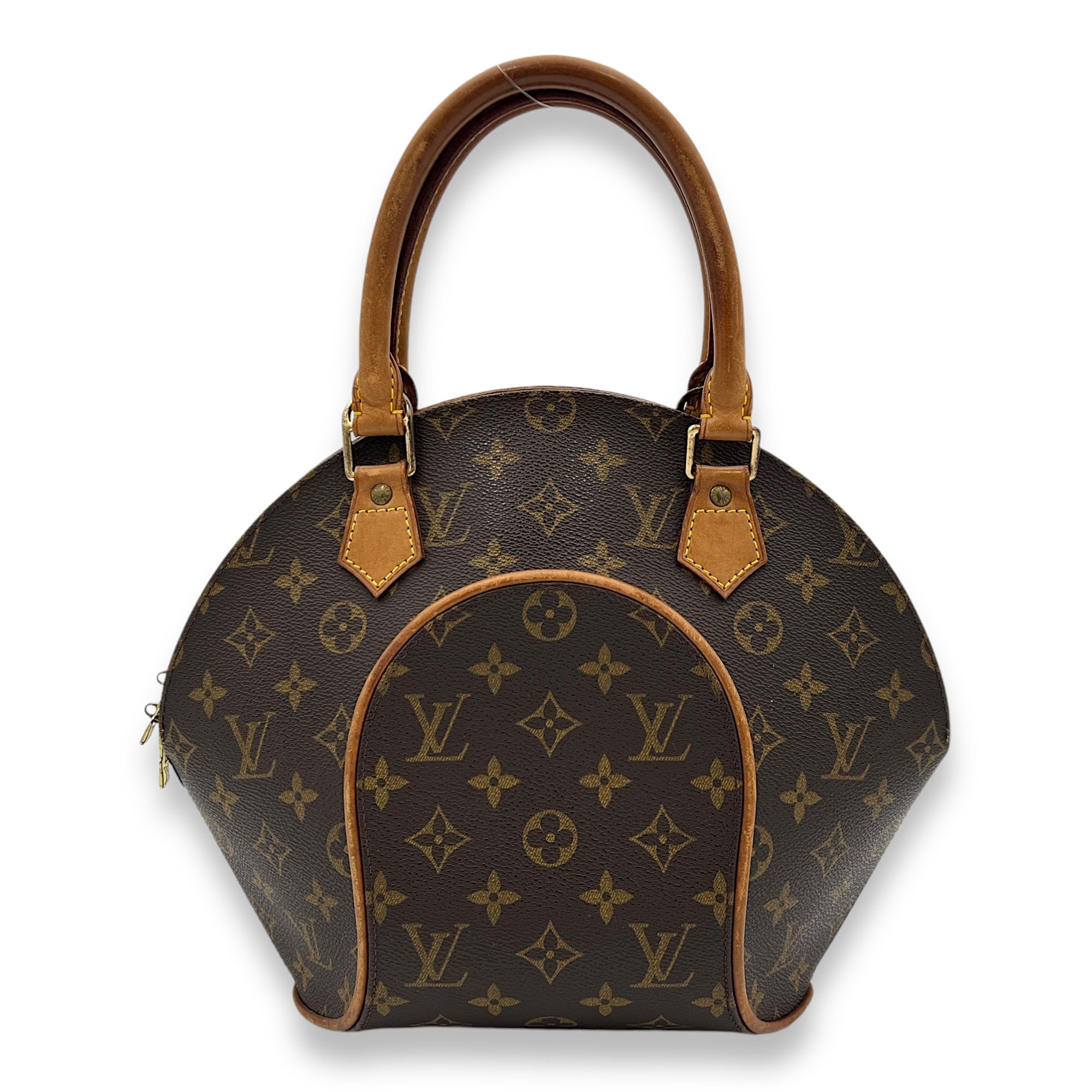 Ellipse Top Handle Bag Brown in Monogram Coated Canvas, Gold hardware