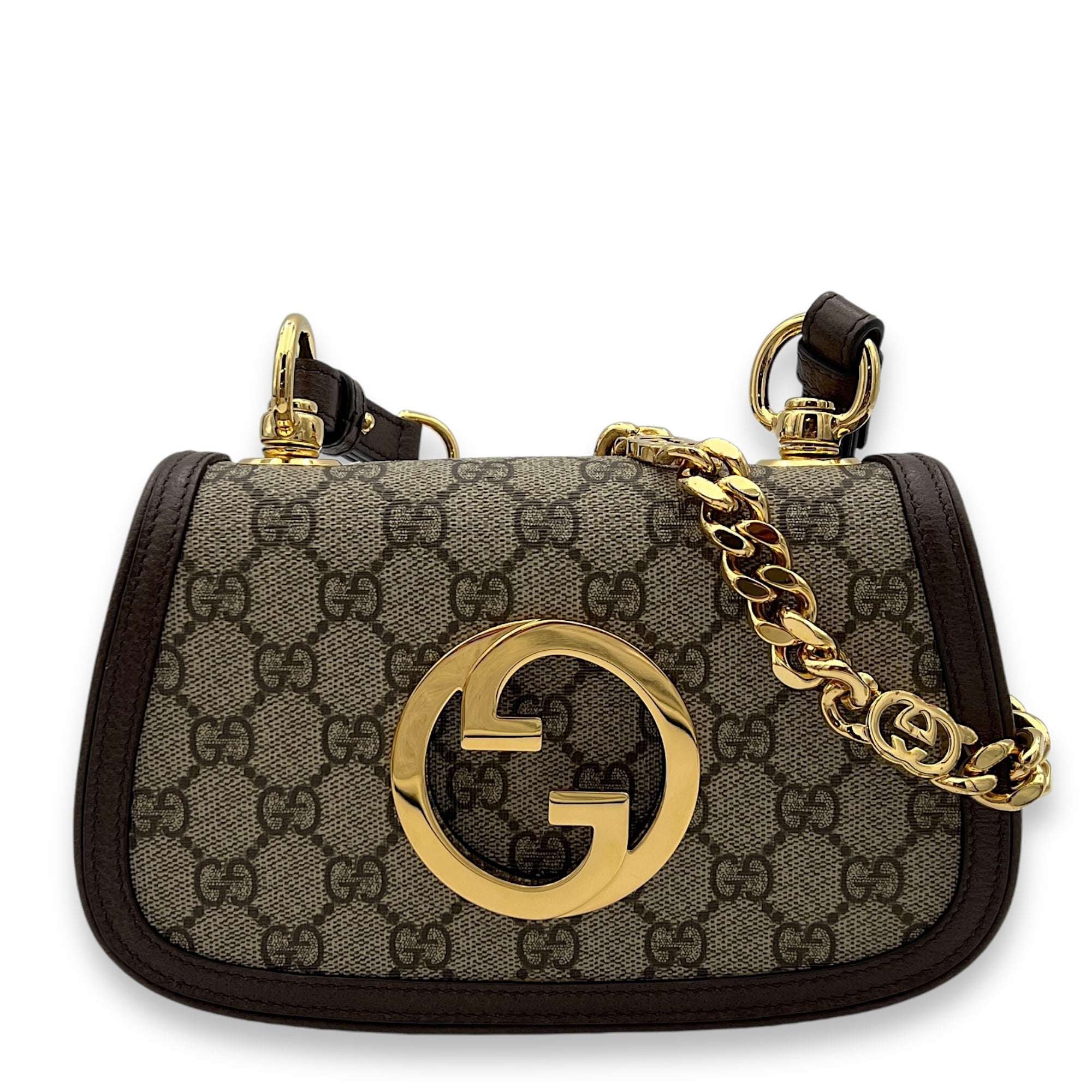 Blondie Shoulder Bag Brown in Monogram Coated Canvas, Gold hardware