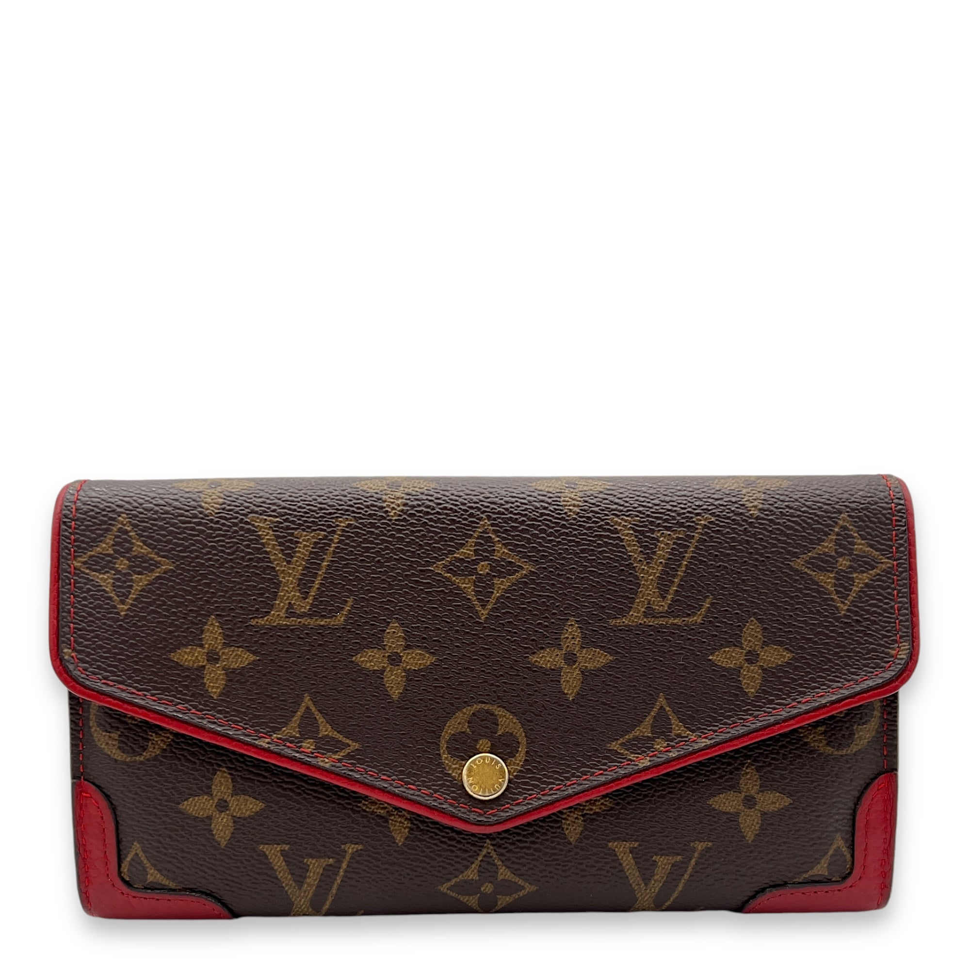 Sarah Retiro Wallet Brown in Monogram Coated Canvas, Gold hardware