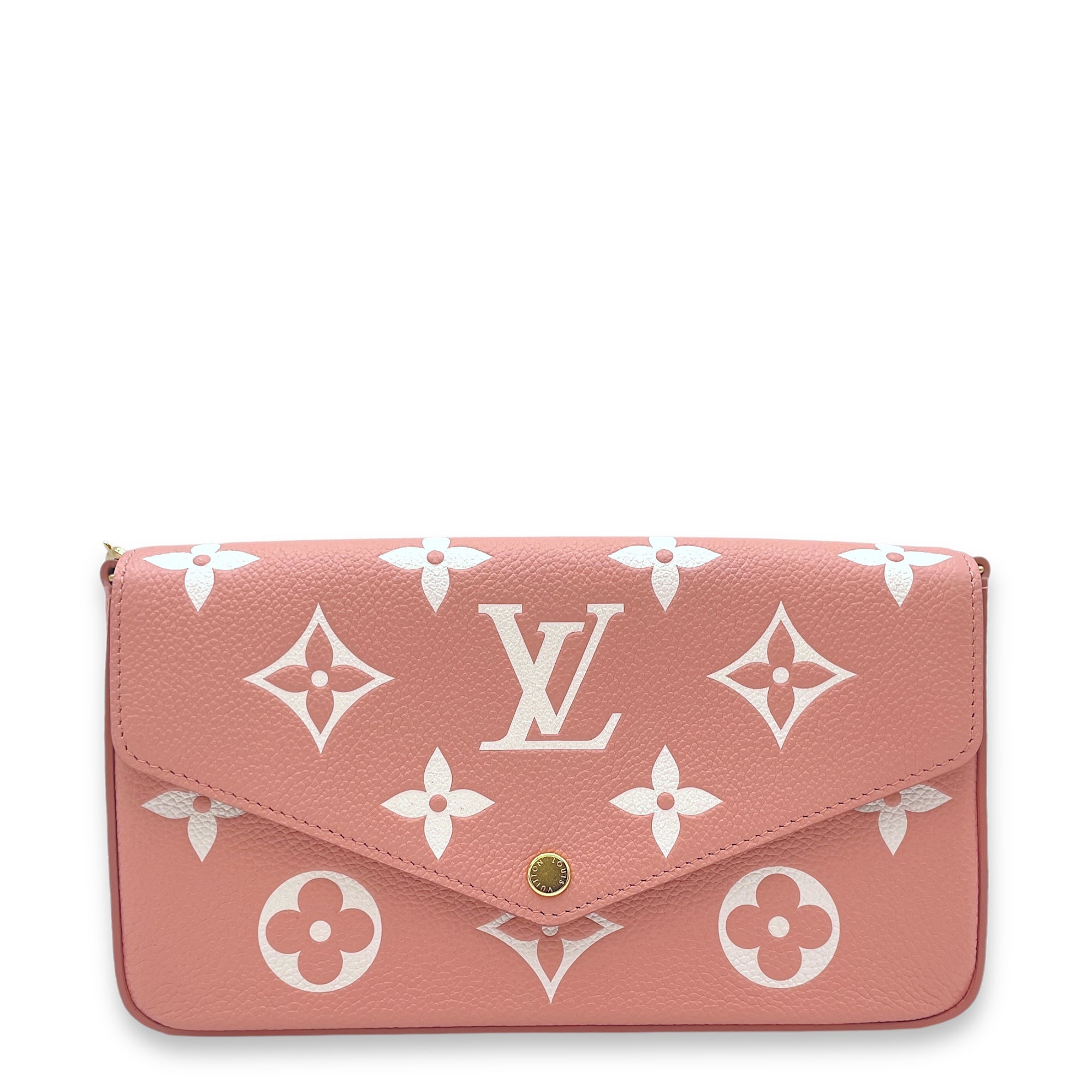 Felicie Wallet On Chain Pink in Monogram Empreinte Leather, Gold hardware