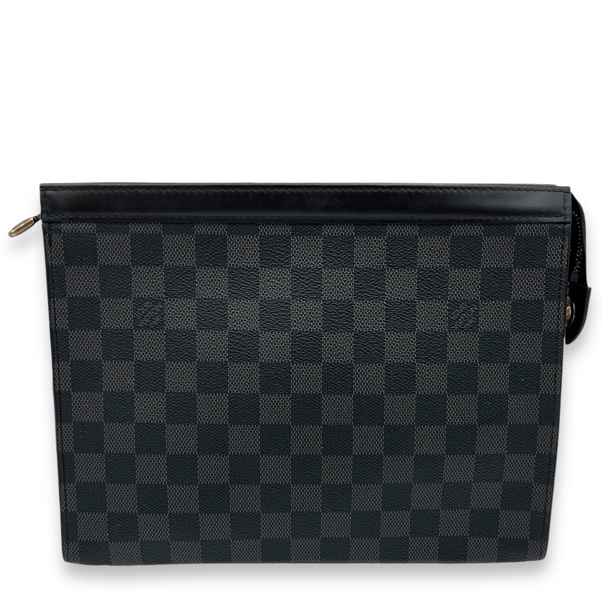 Pochette Voyage Pouch Black in Coated Canvas, Silver hardware