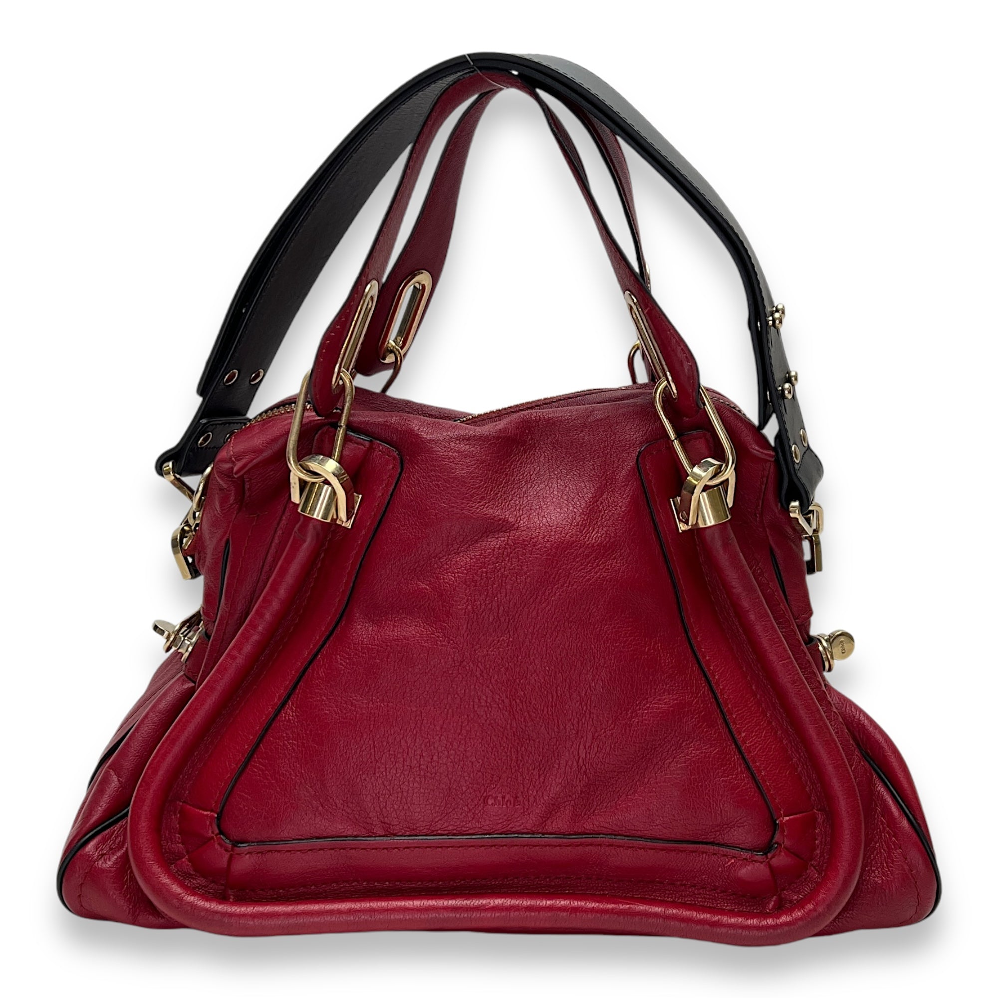 Paraty Shoulder Bag Red in Calfskin, Gold hardware