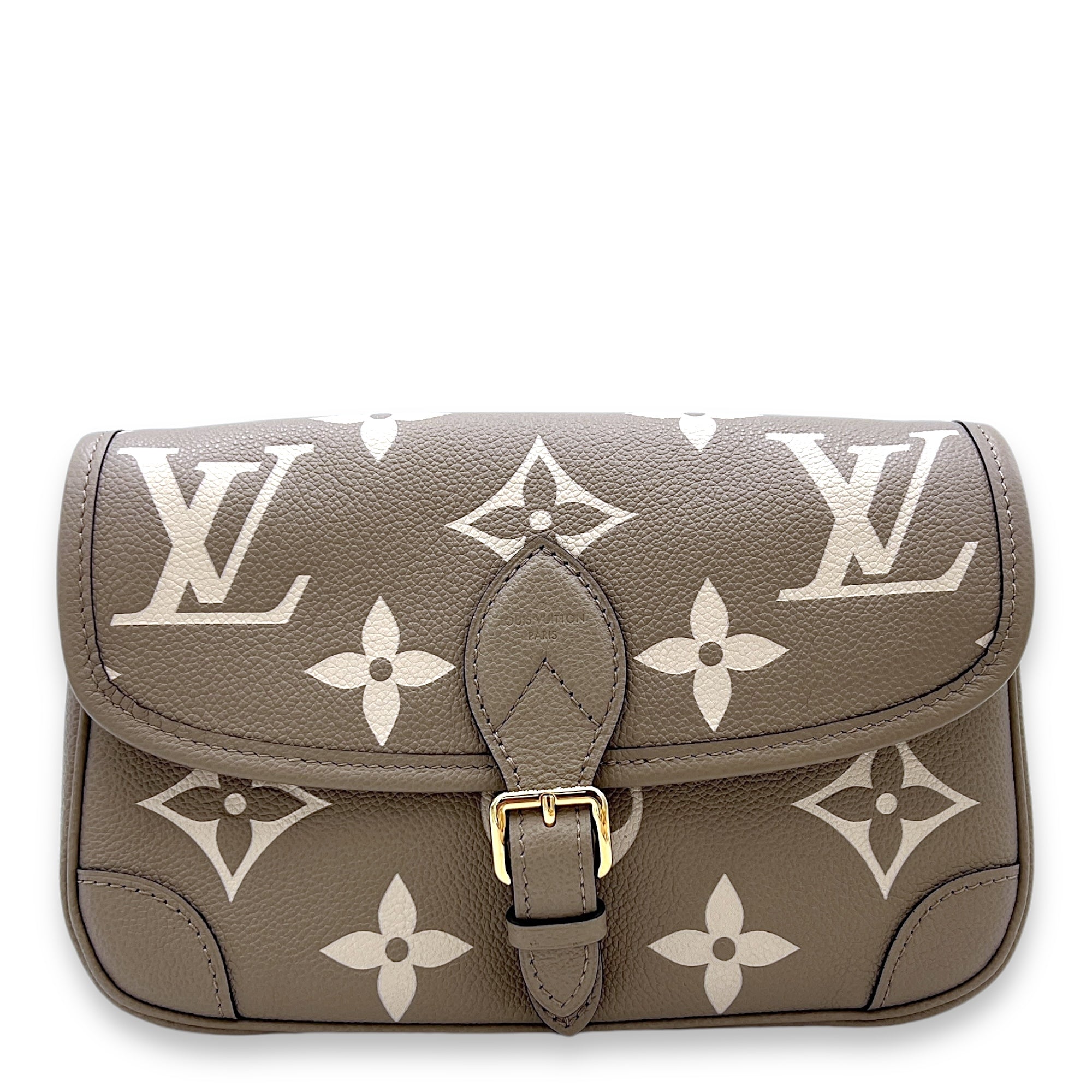 Diane Crossbody Bag Beige in Empreinte Leather, Gold hardware