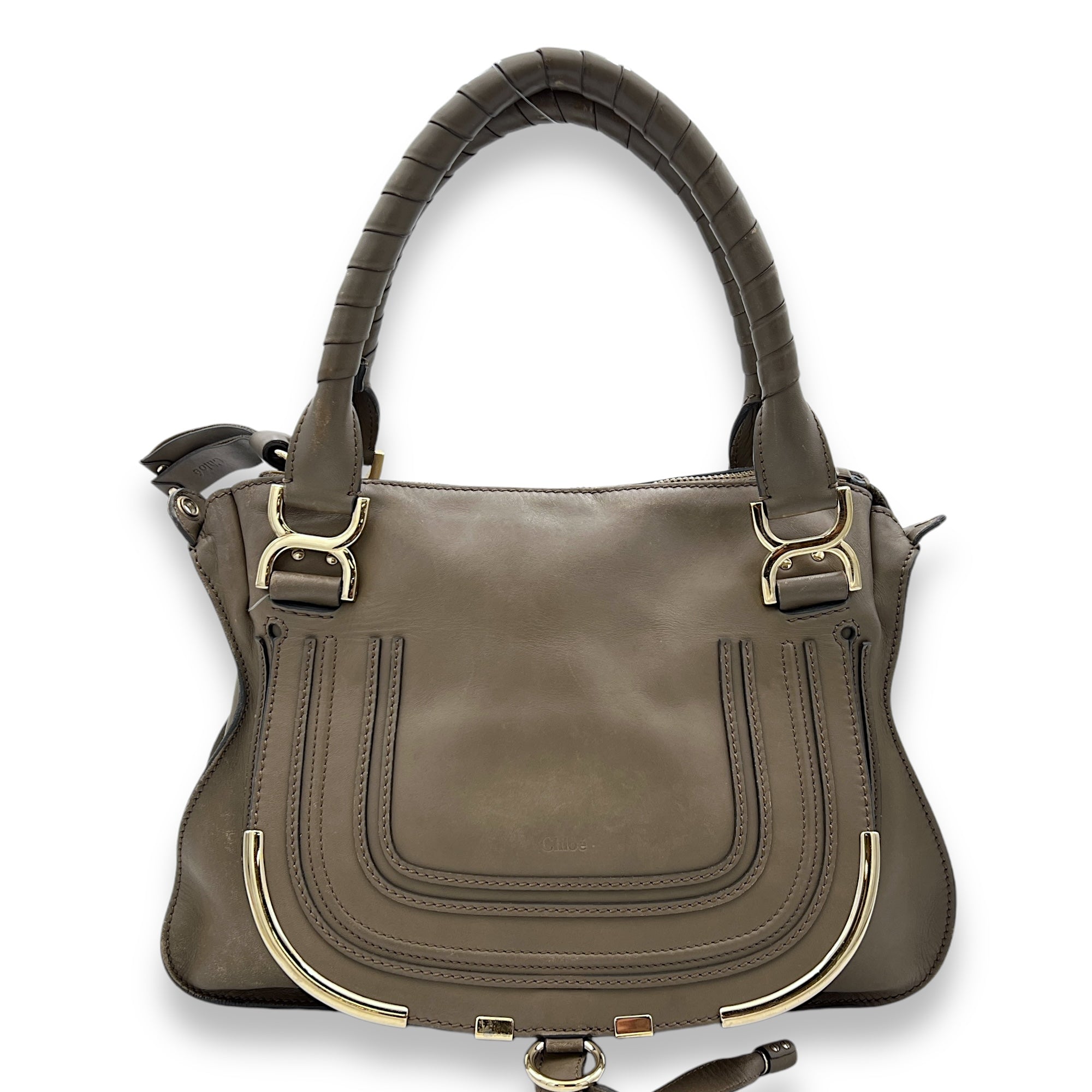 Marcie Shoulder Bag Grey in Calfskin, Light Gold hardware