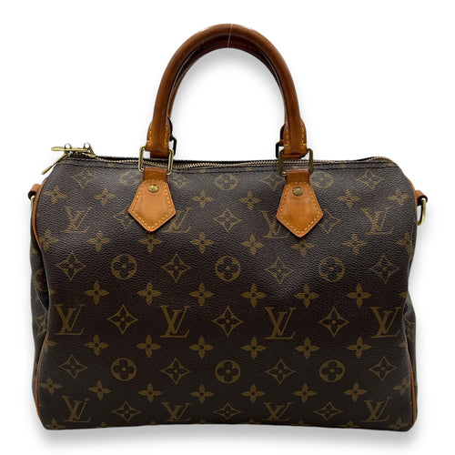 Speedy Bandouliere Top Handle Bag 30 Brown in Monogram Coated Canvas, Gold hardware