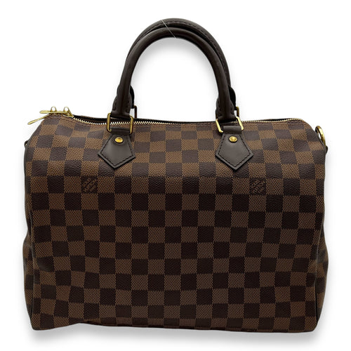 Speedy Top Handle Bag 30 Brown in Coated Canvas, Gold hardware