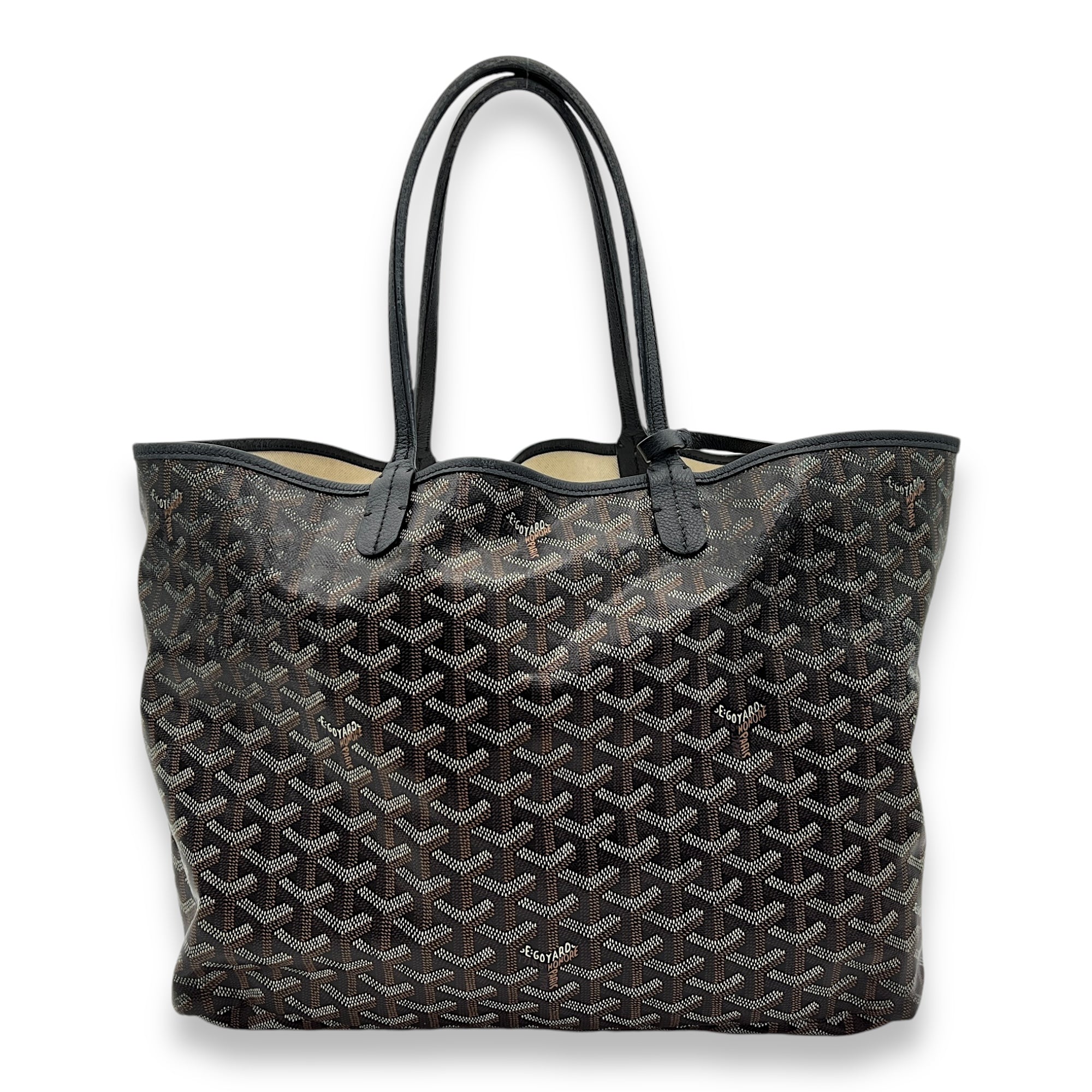 Saint Louis Tote Bag PM Black in Coated Canvas, Silver hardware