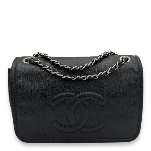 Timeless CC Black Crossbody Bag in Caviar Leather, Silver hardware