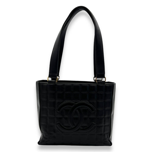 chocolate Black Tote Bag in Calfskin, Gold hardware