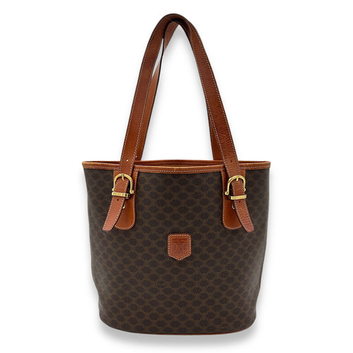 Macadam Tote Bag Brown in Coated Canvas, Gold hardware