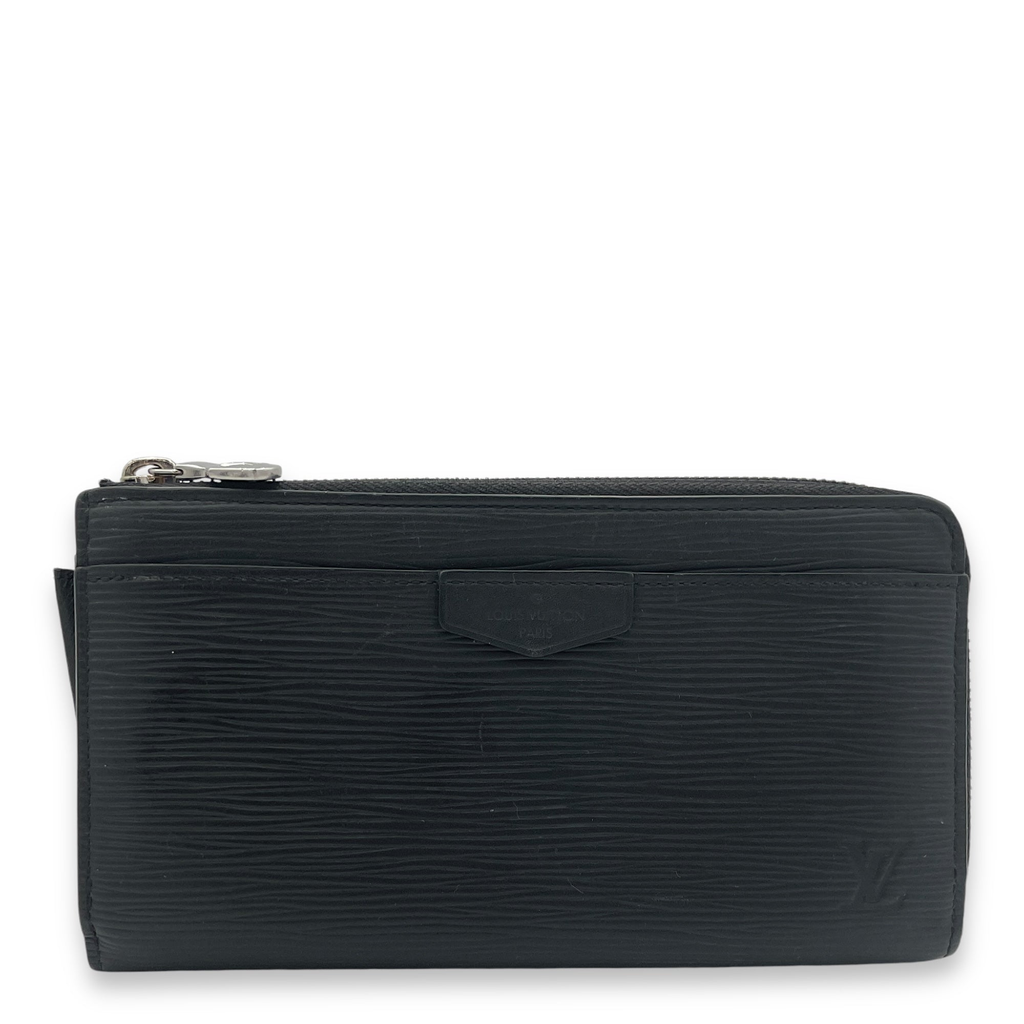 Zippy Wallet Black in Epi Leather, Silver hardware