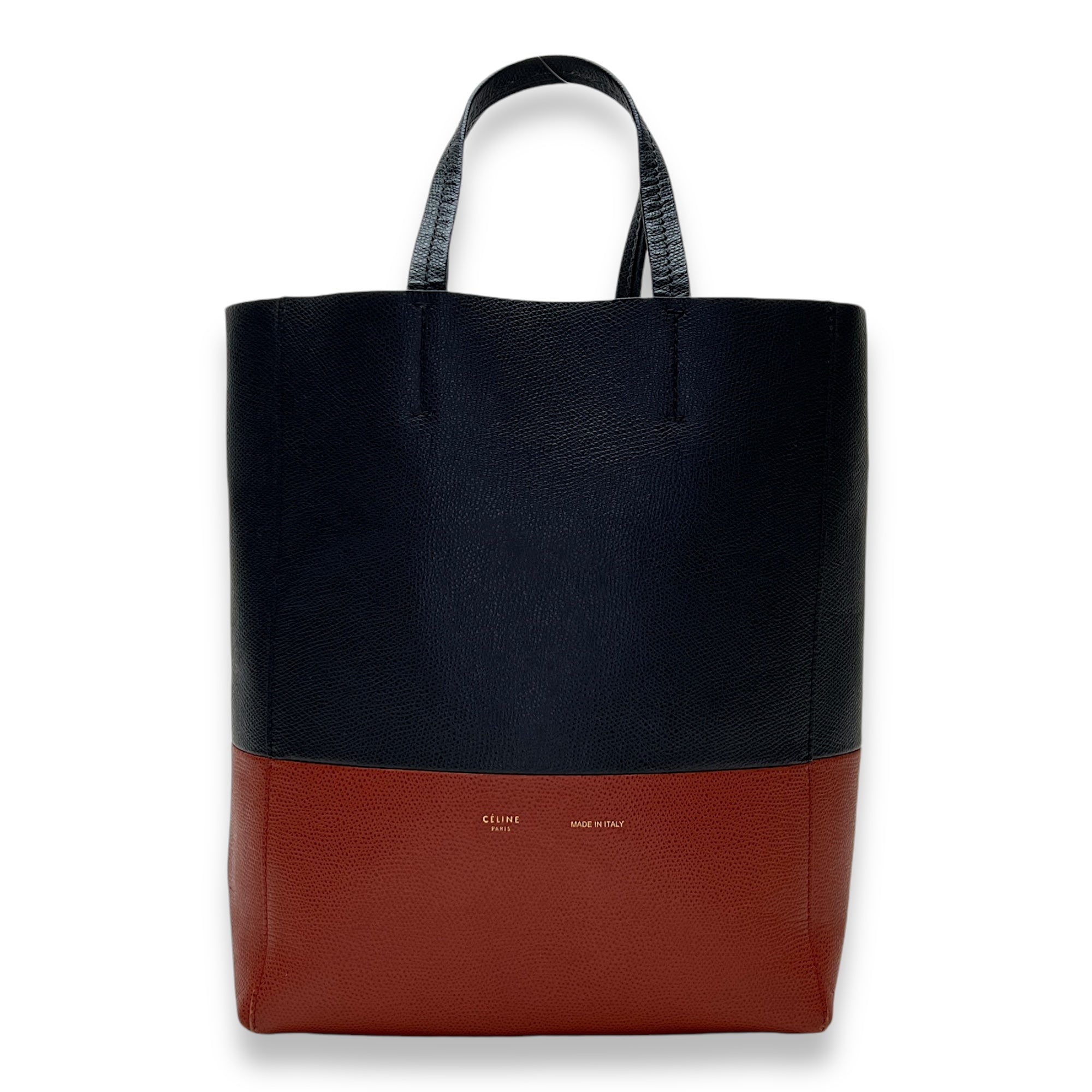 Vertical Cabas Small Blue Tote Bag in Calfskin, Gold hardware