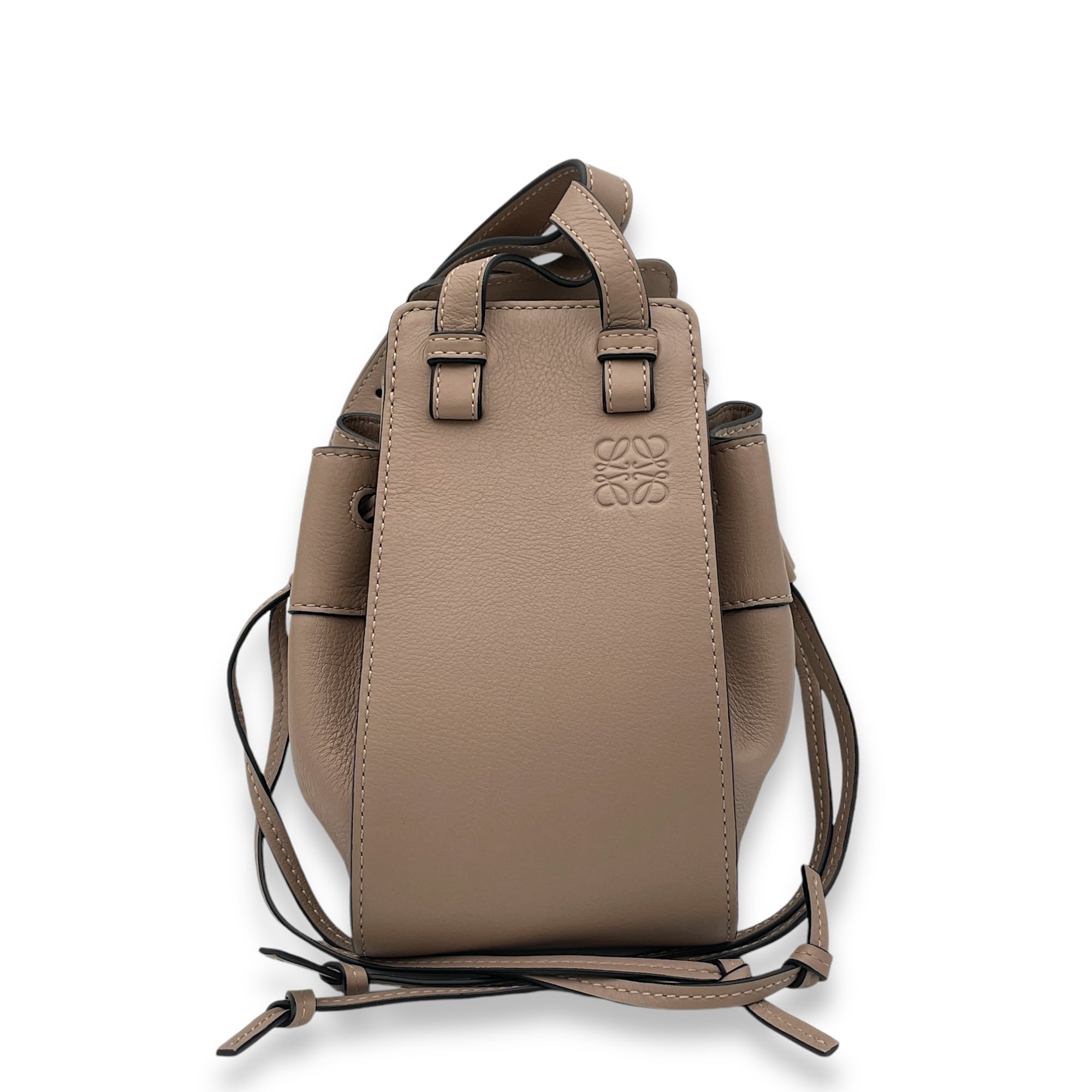 Hammock Mini Brown Top Handle Bag in Calfskin, Gold hardware